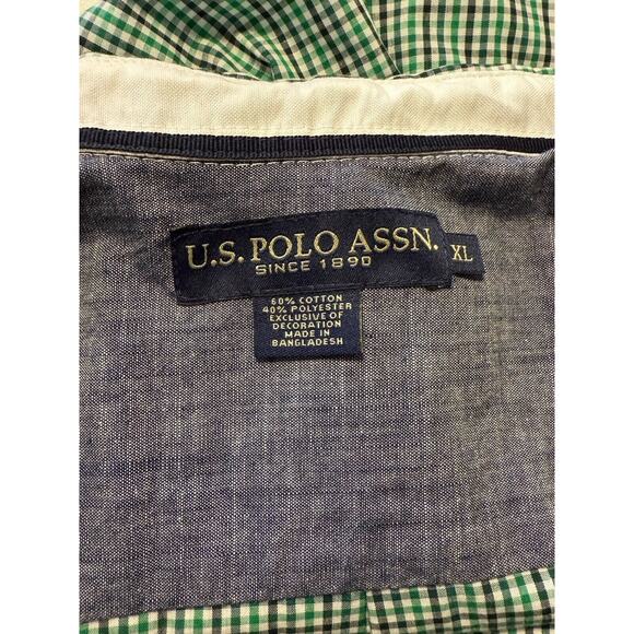 US POLO ASSN Long Sleeves Button Down Shirt, Green/White/ Black, Sz: XL, 77-07 - Picture 4 of 13
